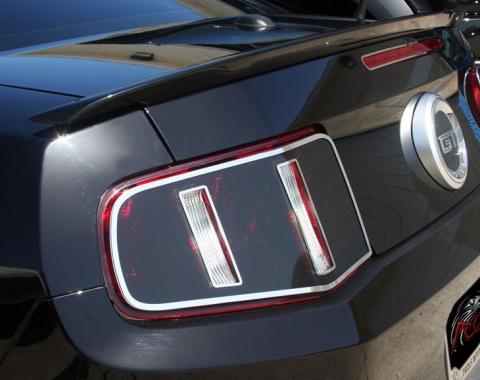 American Car Craft 2010-2012 Mustang - Taillight Blackout with Polished Trim Rings 2Pc, Stainless Steel/Premium Vinyl 272013