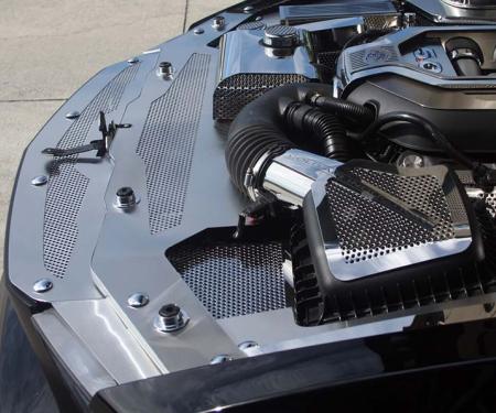 American Car Craft 2010-2012 Mustang GT - Front Header Plate Perforated, Brushed Stainless Steel 273020