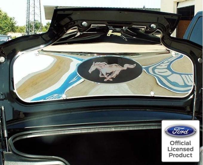 American Car Craft 2005-2014 Mustang - Trunk Panel Pony Graphic with Brushed Trim Ring, Stainless Steel & Vinyl 271032