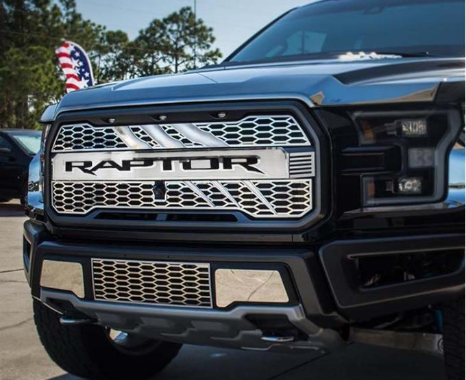 American Car Craft 2017-2018 Ford Raptor - Front RAPTOR Logo Center Grille 1Pc, Stainless Steel & Durable ABS Lettering (Standard) 772060