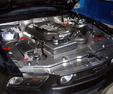 American Car Craft 2010-2012 Mustang GT- Fender Covers Brushed/Perforated 5Pc with Perf Caps, Stainless Steel 273021