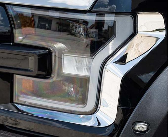American Car Craft 2017-2018 Ford Raptor - Headlight Trim, Stainless Steel (Brushed) 772052