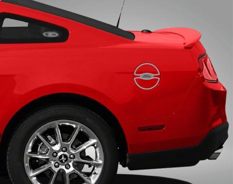 American Car Craft 2011-2012 Mustang - Fuel Door Trim with Ford Oval, Polished Stainless Steel 272020