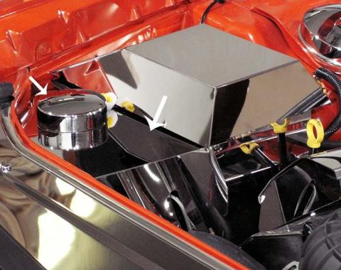 American Car Craft 2008-2014 Challenger 5.7/SRT8 - Anti Lock Brake/Washer Fluid Tank Cover with cap, Stainless Steel 153017