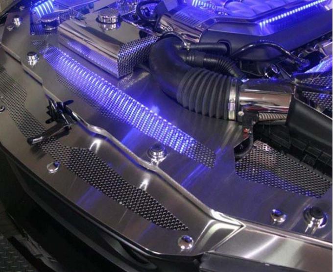 American Car Craft 2010-2012 Mustang GT - Illuminated Radiator Cover, Perforated Stainless Steel, Choose LED Color 273039