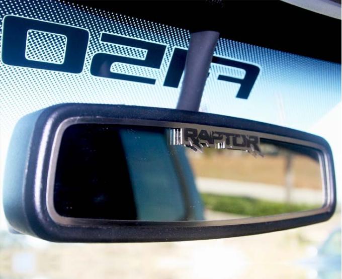 American Car Craft 2010-2014 Ford Raptor - Rear View Mirror Trim with Etched RAPTOR, Brushed Stainless 771002