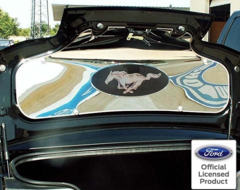 American Car Craft 2005-2014 Mustang - Trunk Panel Pony Graphic with Brushed Trim Ring, Stainless Steel & Vinyl 271032