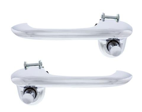 United Pacific Chrome Outside Door Handle Set For 1966-77 Ford Bronco & 1965-70 Mustang 110824