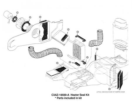 Dennis Carpenter Heater Seal Kit - 1963-64 Ford Car   C3AZ-18500-A