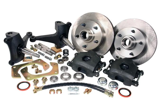 Classic Performance Front Disc Brake Kit w/ Stock Height Spindles for 65-79 1/2 Ton Ford Truck, 12" Drilled/Slotted Rotors, Red Calipers, 5 x 5.5 6572SWBK-12ARGX-R