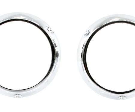 AMD Headlight Bezels, Chrome, Pair, 66-70 Bronco 145-4666-C
