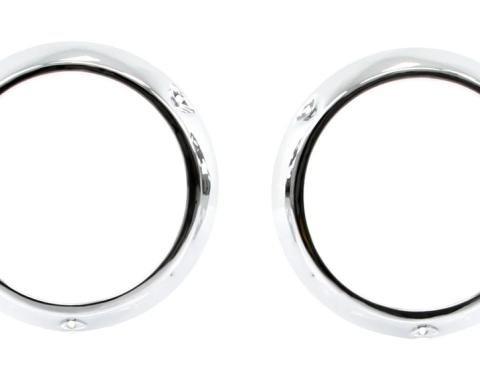 AMD Headlight Bezels, Chrome, Pair, 66-70 Bronco 145-4666-C