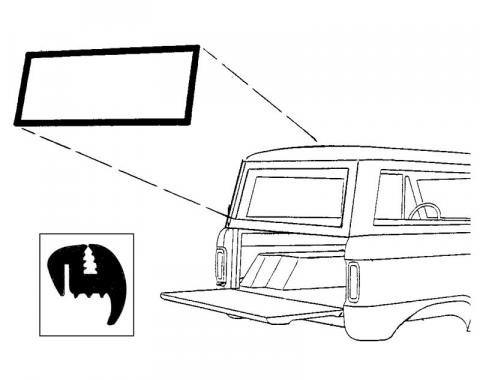 Dennis Carpenter Back Glass Seal - Liftgate - without Moldings - 1966-77 Ford Bronco C6TZ-9842084-B