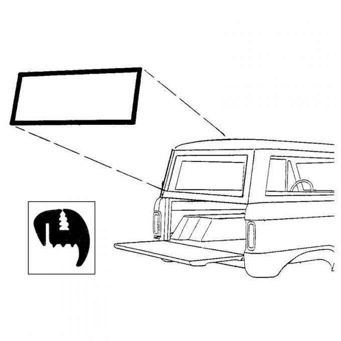Dennis Carpenter Back Glass Seal - Liftgate - without Moldings - 1966-77 Ford Bronco C6TZ-9842084-B