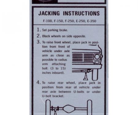 Dennis Carpenter Decal - Jack Instructions - 1975-79 Ford Truck     DF-657