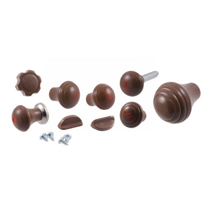 Dennis Carpenter Dash Knob Set - Chocolate - Deluxe - 1946 Ford Car   51A-9270-A