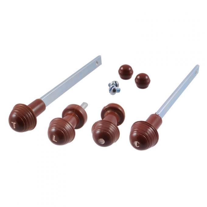 Dennis Carpenter Dash Knob Set - Maroon - Deluxe - 1940 Ford Car   01A-9270-B