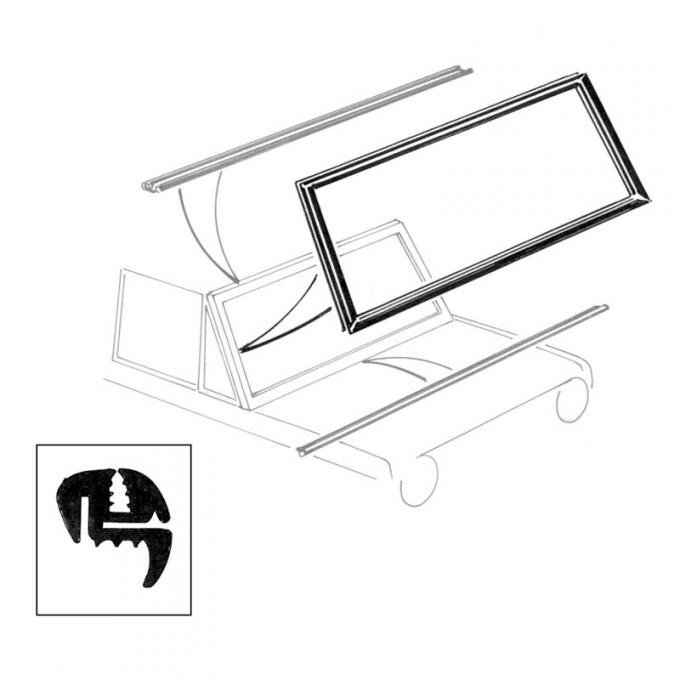 Dennis Carpenter Windshield Seal - Bronco - with Groove for Chrome - 1967-77 Ford Bronco C7TZ-9603110-A