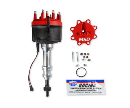 MSD Distributor, Billet Ford 351W, for Edelbrock Victor Jr, w/Steel Gear 858051