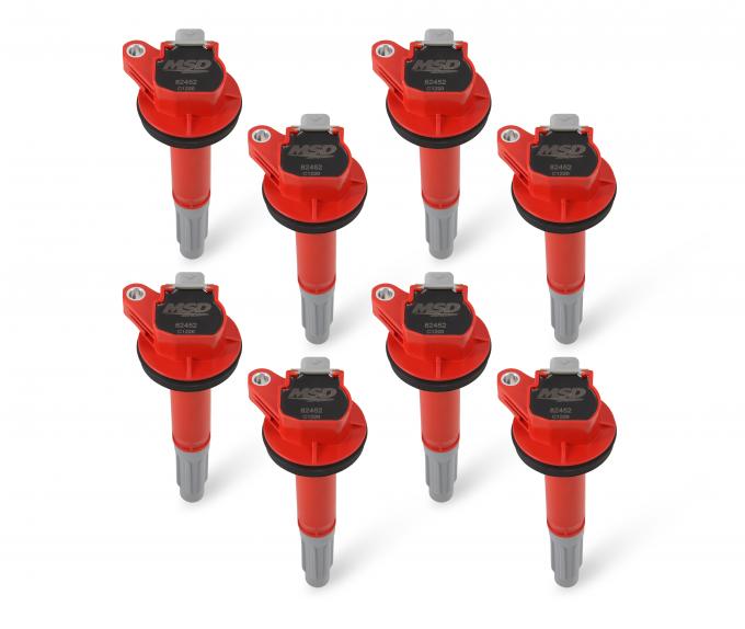 MSD 2016-2020 Ford Mustang Ignition Coil, Blaster, Ford Shelby GT350/500 5.2L V8, Red, 8-Pack 824528
