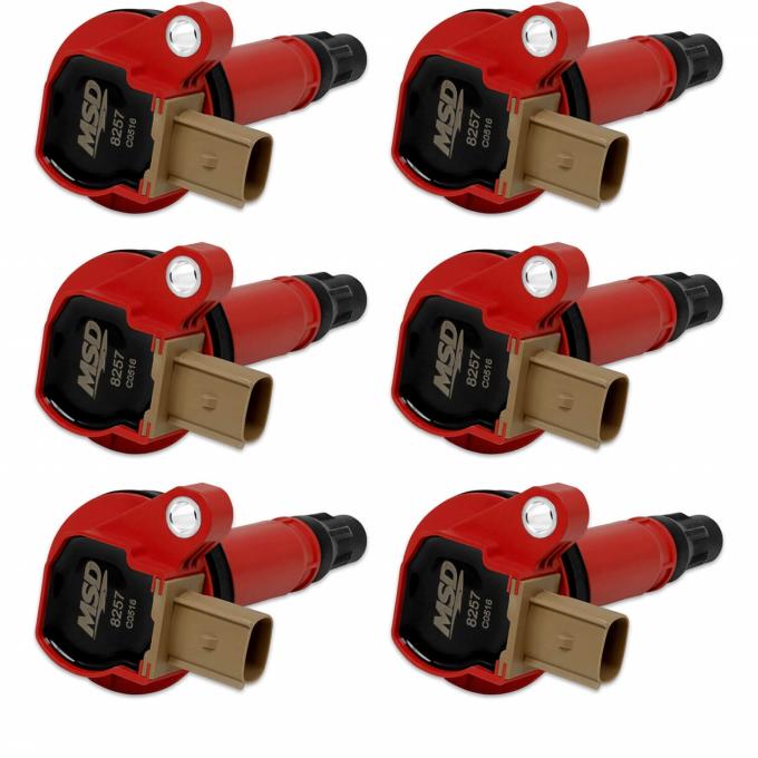 MSD Ignition Coil, Ford EcoBoost, 3.5L V6, 3-Pin Connector, Red, 6-Pack 82576