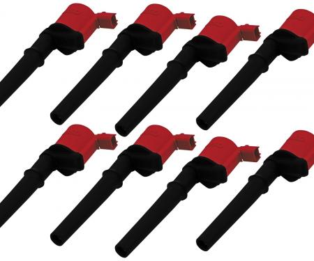 MSD Ignition Coil, Blaster, Ford 4-Valve V8, Red, 8-Pack 82448