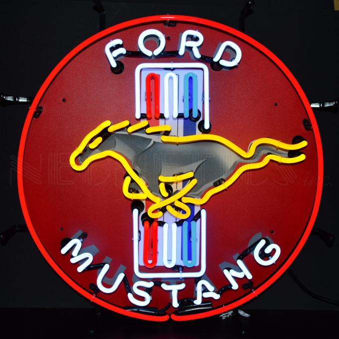 Neonetics Standard Size Neon Signs, Ford Mustang Red Neon Sign with Backing