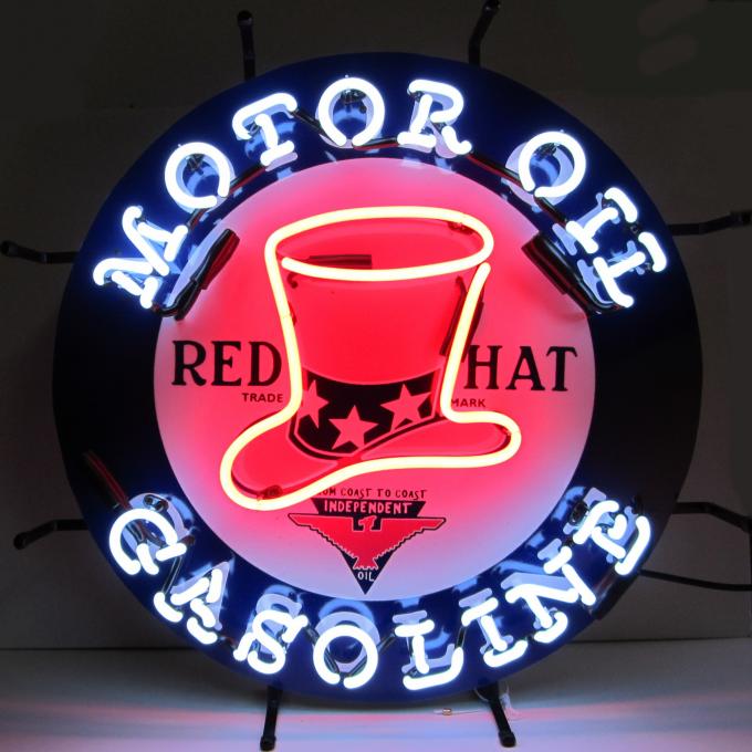Neonetics Standard Size Neon Signs, Gas - Red Hat Gasoline Neon Sign