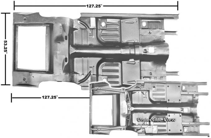 Ford Mustang 1-Piece Floor/Trunk Pan, Convertible, 1965-1968 