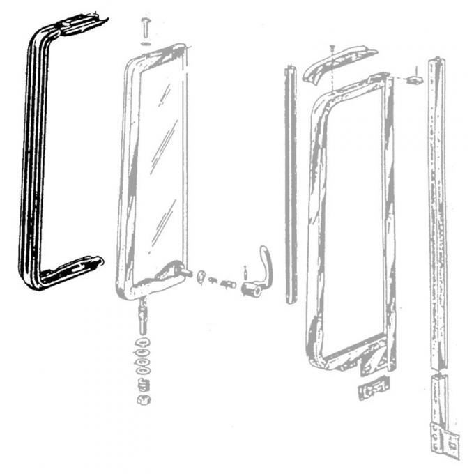 Dennis Carpenter Vent Window Rubber Seals - Pair - 2 and 4 Door Sedan, Sedan Delivery, and Ranch Wagon - 1955-56 Ford Car, 1955-56 Mercury B5A-7021448-PR