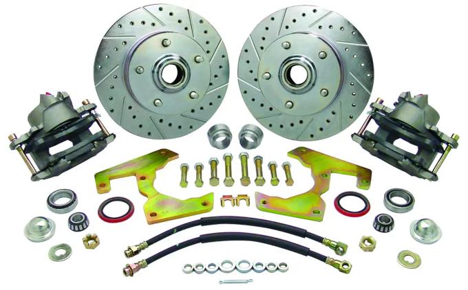 Classic Performance Front Disc Brake Kit for OEM Drum Brake Spindles for 57-64 Ford 1/2 Ton Truck, 5x5.5, 12" Rotors, Wilwood, Drilled/Slotted, Red Calipers 5764WBK-5.5WWR