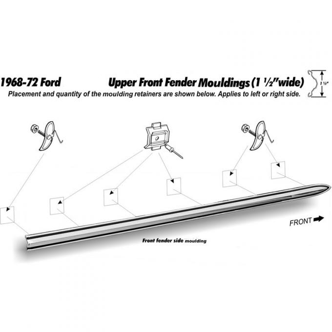 Dennis Carpenter Fender Molding - Side - 1968-72 Ford Truck C8TZ-16003-A