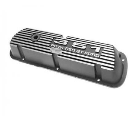 Scott Drake 1969-1973 Ford Mustang Aluminum Valve Covers 351 Powered by Ford Logo 6A582-351