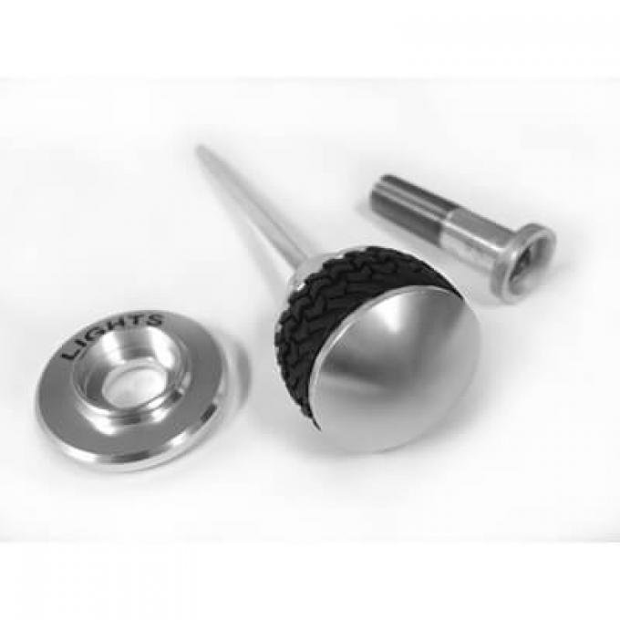 Scott Drake 1968-1977 Ford Bronco Headlight Bezel and Knob Kit, Billet C8TZ-11661-KBL