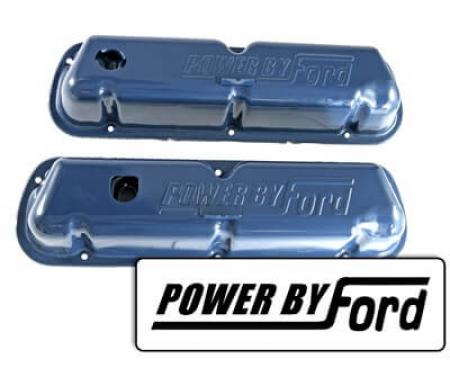 Scott Drake 1968-1970 Ford Mustang Valve Covers with Powered by Ford Logo C8OZ-6A582-BL