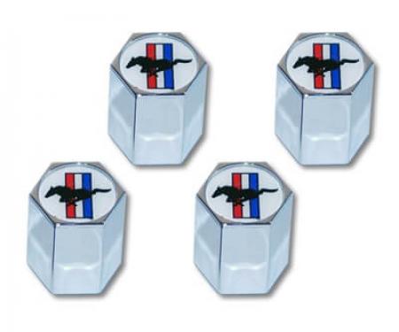 Scott Drake 1964-2020 Ford Mustang Tri-Bar Logo Valve Cap, Set 4 ACC-5033270