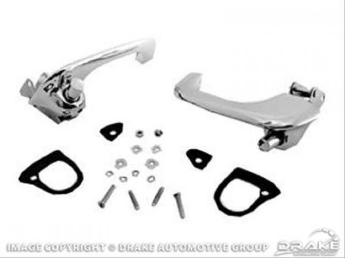 Scott Drake 1967-1968 Ford Mustang Polished Chrome Exterior Door Handle Kit C7ZZ-6522404-5A