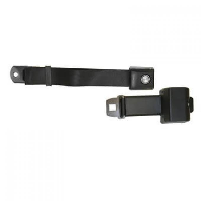 Scott Drake 1968-1973 Ford Mustang Black Retractable Seat Belt with Starburst Pushbutton Buckle SB-BK-68-PBSB