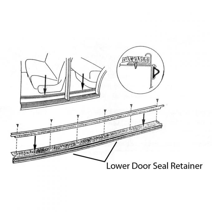 Dennis Carpenter Door Seal Retainer - 4 Door Rear - 1941-48 Ford Car 11A-7313252-PR