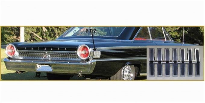 Classic Headquarters Galaxie Quarter Panel “Fishbone” Emblems, Pair with Mount Hardware F-122