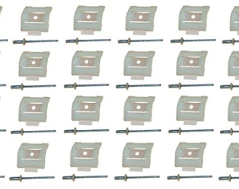 Classic Headquarters Ford Truck Body Side Molding Clips Set with Rivets, 32 Clips F-143A