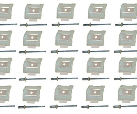 Classic Headquarters Ford Truck Body Side Molding Clips Set with Rivets, 28 Clips F-143