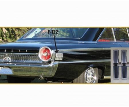 Classic Headquarters Galaxie Quarter Panel “Fishbone” Emblems, Pair with Mount Hardware F-122