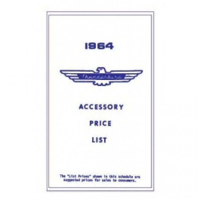 Ford Thunderbird Accessory Price List, New Car, 1964