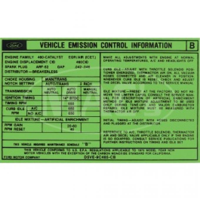 460 Emissions, 1975 Thunderbird