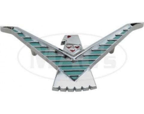 Ford Thunderbird Roof Side Emblem, Chrome With Red & Light Turquoise Accents, 1959