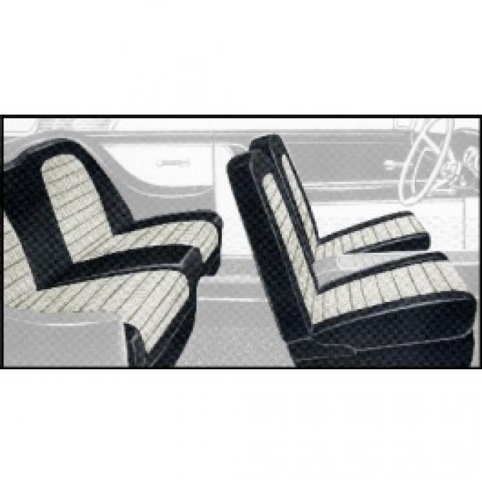 Ford Thunderbird Front Bucket & Rear Bench Seat Covers, Full Set, Vinyl, Black #1 & White #2, Trim Code 8X, 1959