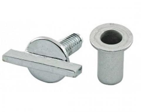 Ford Thunderbird Tonneau Cover Wing Screw & Retainer, Chrome, 1958-66