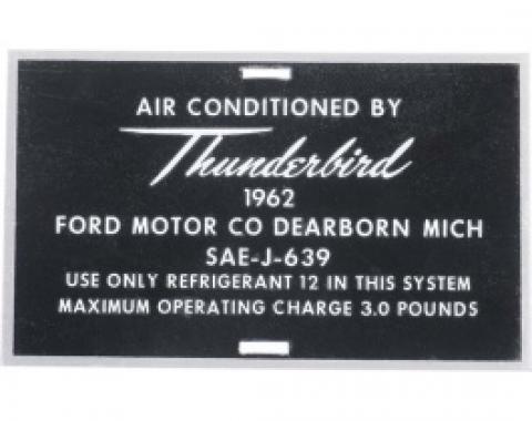 Ford Thunderbird Air Conditioner Hose Tag, Aluminum, 1962