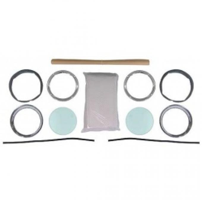 Ford Thunderbird Porthole Kit, Tinted Logo Glass, Includes White Headliner, 1956-57